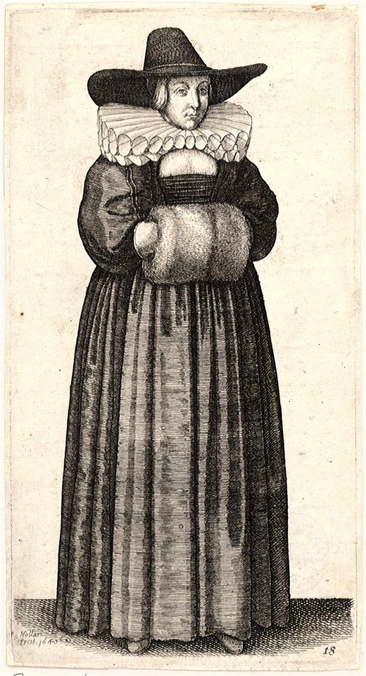 Wenceslas Hollar - Lady with ruff and muff (State 1)