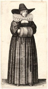 Wenceslas Hollar - Lady with ruff and muff (State 1). Free illustration for personal and commercial use.