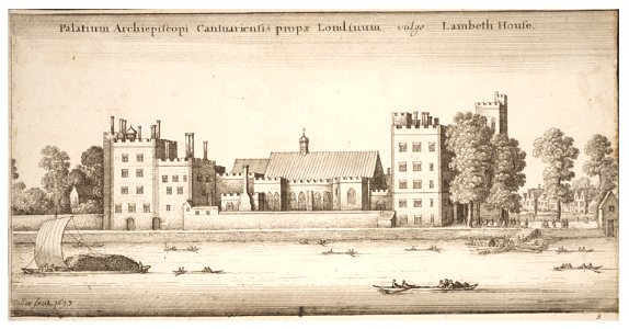 Wenceslas Hollar - Lambeth Palace from the river (State 3)