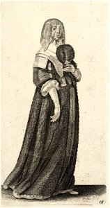 Wenceslas Hollar - Lady with veil and feather fan (State 2)
