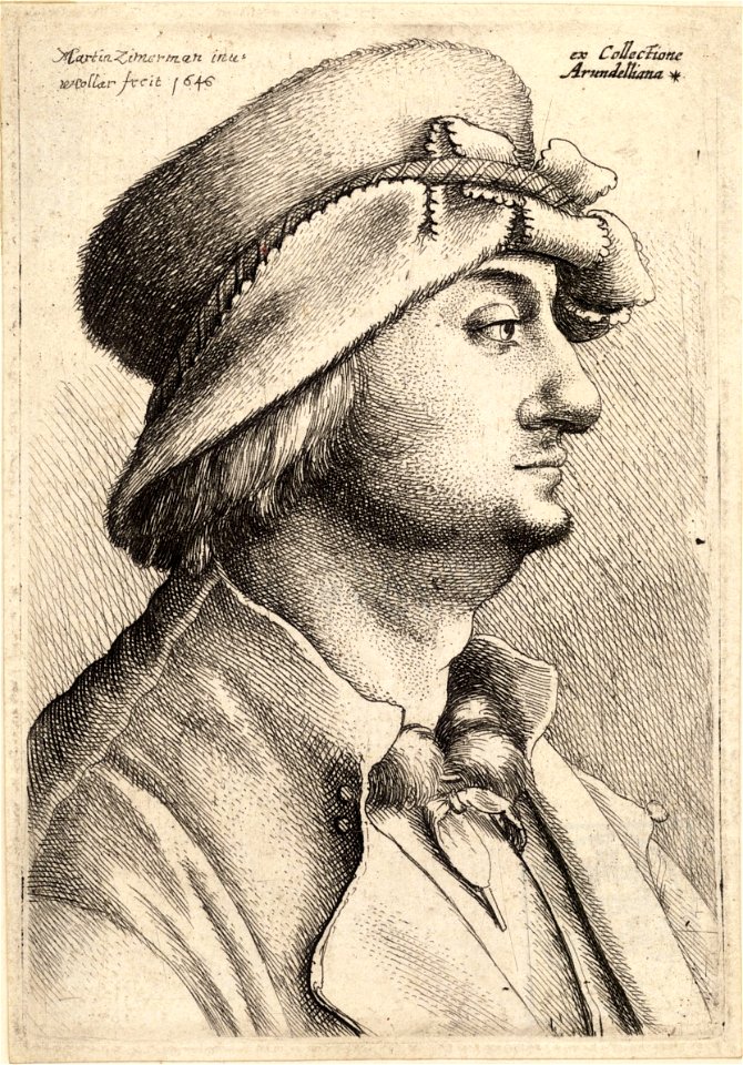 Wenceslas Hollar - Man with felt hat, after Zimmermann (State 2)