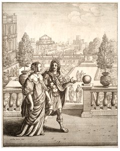 Wenceslas Hollar - Man and woman on terrace (State 1)