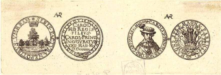 Wenceslas Hollar - Medals of Charles, Prince of Wales (State 2)