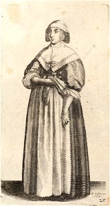 Wenceslas Hollar - Lady holding gloves (State 1)