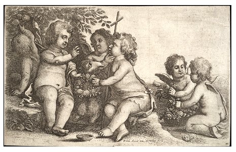 Wenceslas Hollar - Jesus, John, and four cherubs (State 2)
