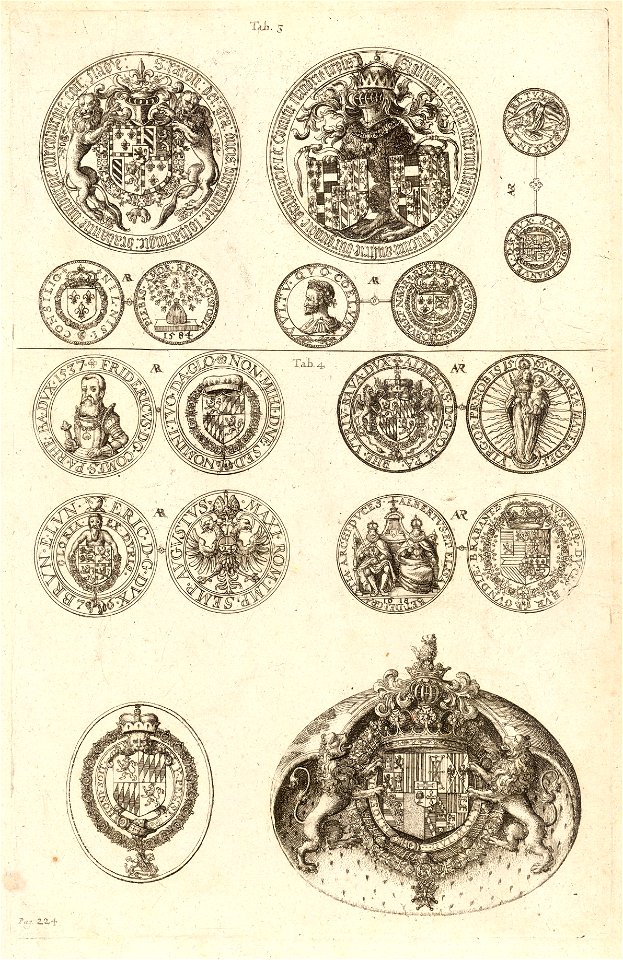 Wenceslas Hollar - Seals and medals showing collars of Orders (State 2)