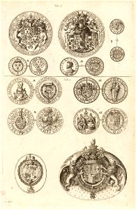 Wenceslas Hollar - Seals and medals showing collars of Orders (State 2)