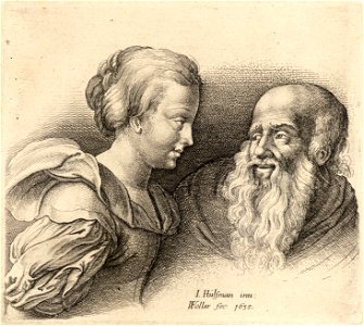 Wenceslas Hollar - Old man and a girl, after Hülsman