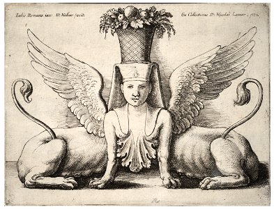 Wenceslas Hollar - Sphinx with two bodies, after Giulio Romano. Free illustration for personal and commercial use.