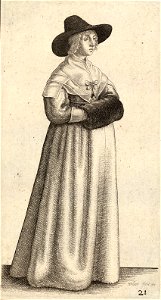 Wenceslas Hollar - Lady with wide-brimmed hat and dark ruff (State 1)