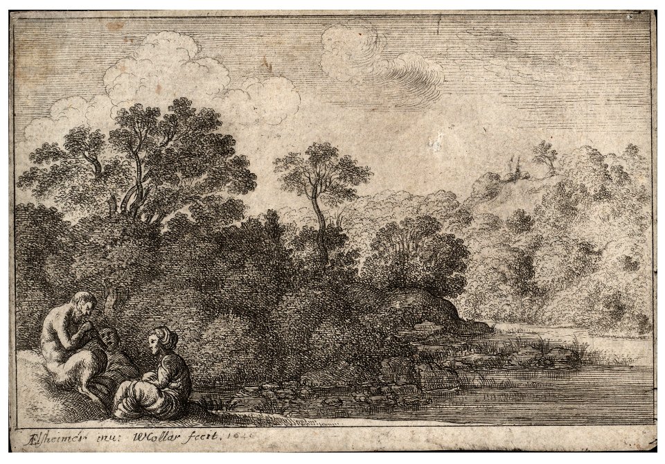 Wenceslas Hollar - Satyr and two nymphs, after Elsheimer