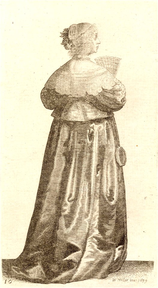 Wenceslas Hollar - Lady with fan and mirror (State 1)