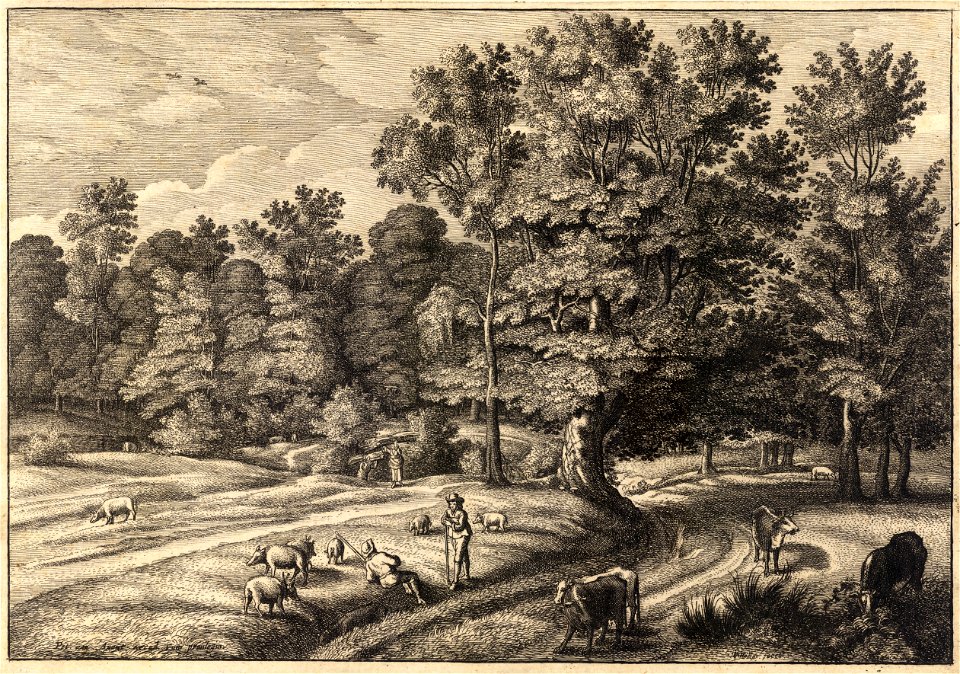 Wenceslas Hollar - Shepherds in a wood (van Avont) (State 1)