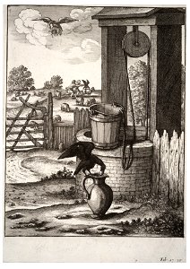 Wenceslas Hollar - The crow and the pitcher (State 2)