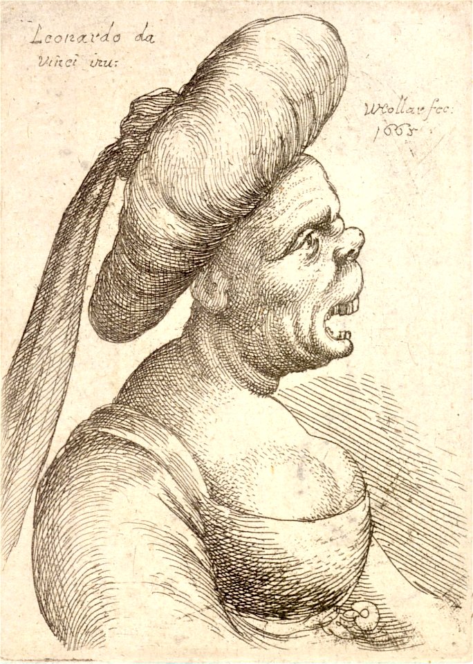 Wenceslas Hollar - Hairless woman with open mouth and upturned nose