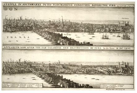Wenceslas Hollar - London before and after the fire (State 1) 2