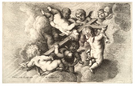 Wenceslas Hollar - Seven cherubs carrying the cross (State 1)
