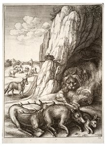 Wenceslas Hollar - The sick lion 2. Free illustration for personal and commercial use.