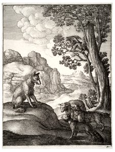 Wenceslas Hollar - The dog and the sheep 2. Free illustration for personal and commercial use.