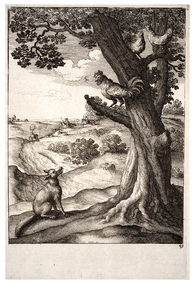 Wenceslas Hollar - The fox and the cock 2