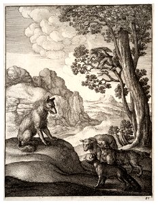 Wenceslas Hollar - The dog and the sheep. Free illustration for personal and commercial use.
