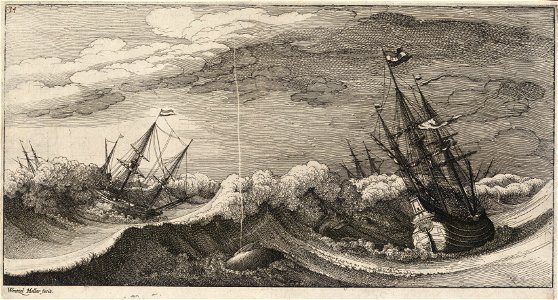 Wenceslas Hollar - The whale and the three-masted ship