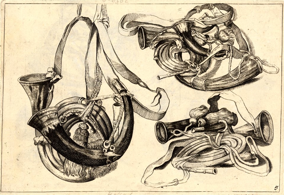 Wenceslas Hollar - Seven hunting horns