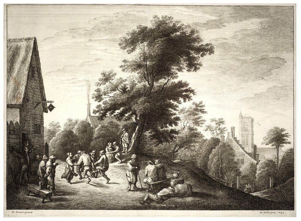 Wenceslas Hollar - Peasants' dance, after Teniers