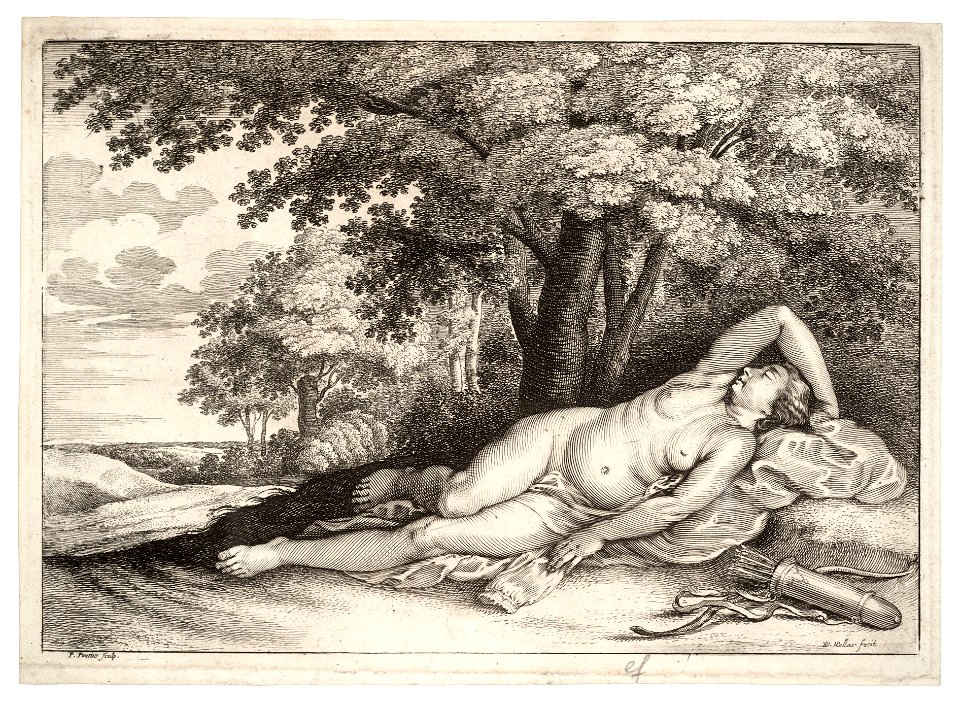 Wenceslas Hollar - Sleeping huntress (State 2)