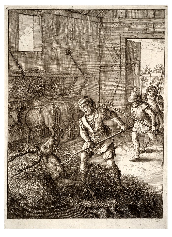 Wenceslas Hollar - The stag in the cowshed 2