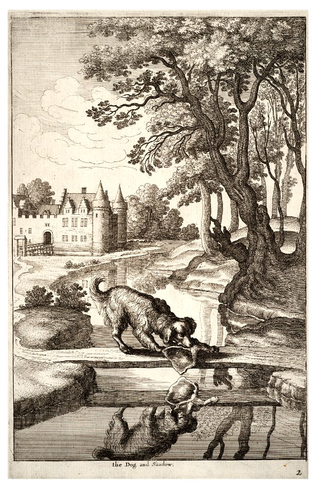 Wenceslas Hollar - The dog and his reflection 2
