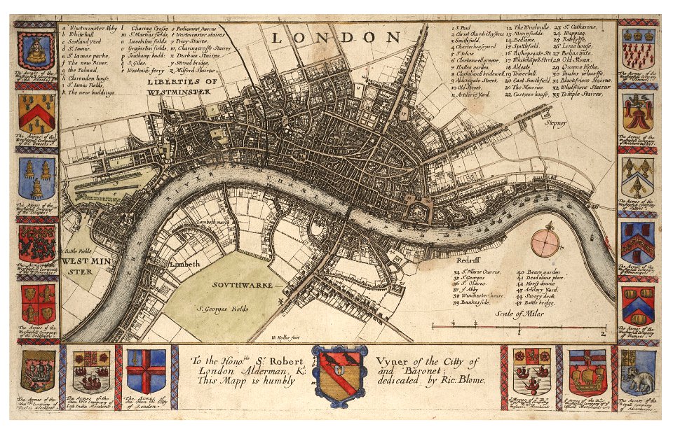 Wenceslas Hollar - Plan of London before the fire (State 2), variant