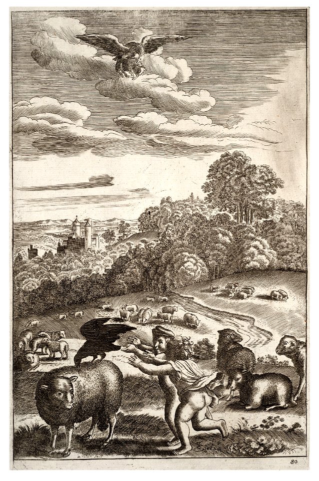 Wenceslas Hollar - The eagle and the crow (State 2)