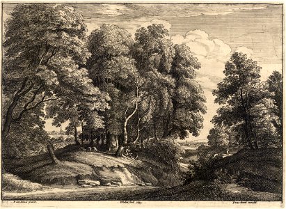 Wenceslas Hollar - The shepherd in the wood (Jacques van Artois) (State 1). Free illustration for personal and commercial use.