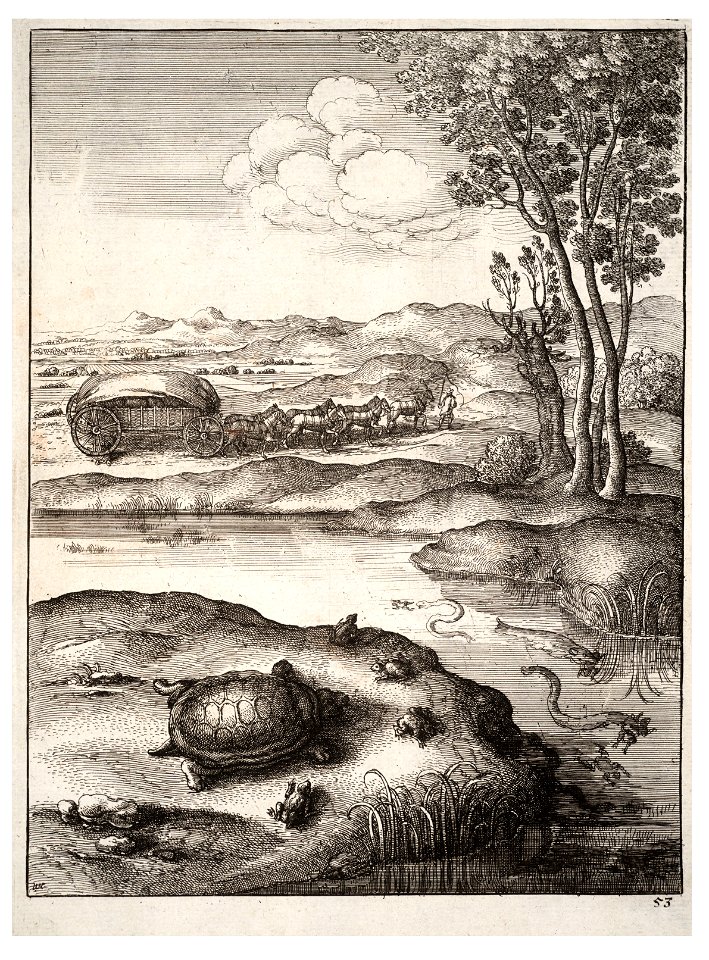 Wenceslas Hollar - The tortoise and the frogs
