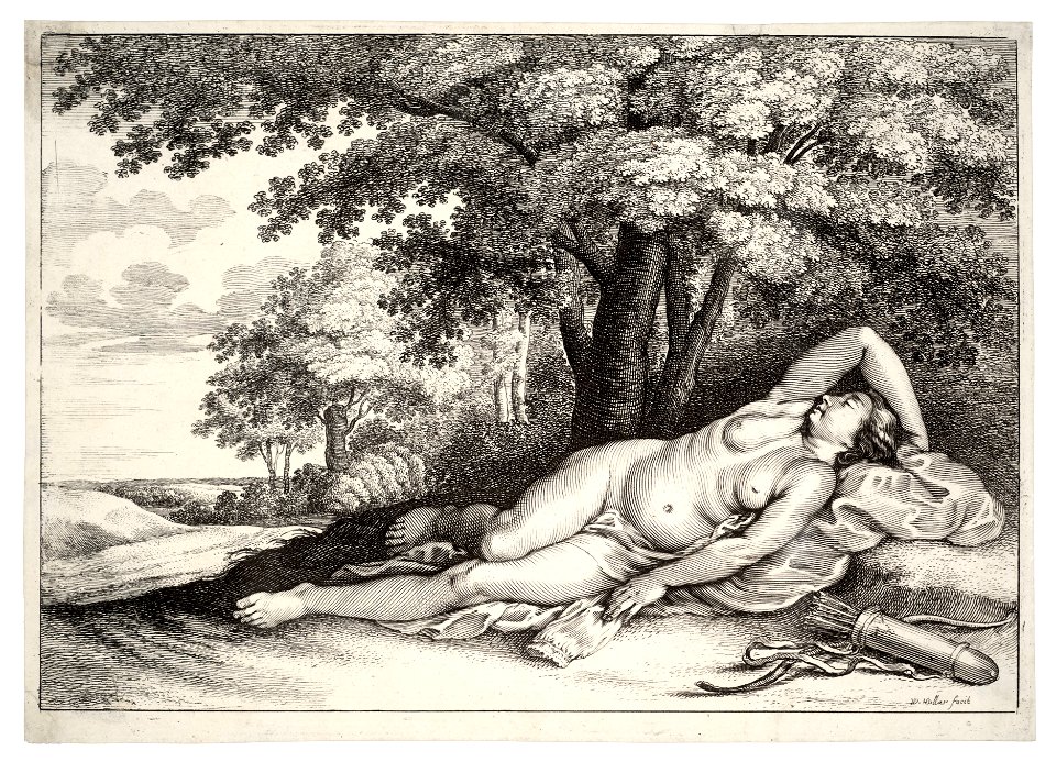 Wenceslas Hollar - Sleeping huntress (State 1)