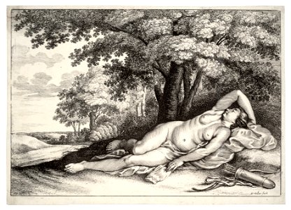 Wenceslas Hollar - Sleeping huntress (State 1)