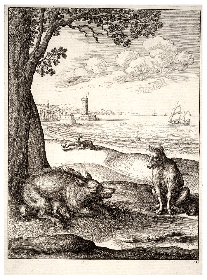 Wenceslas Hollar - The wolf and the sow (State 1)
