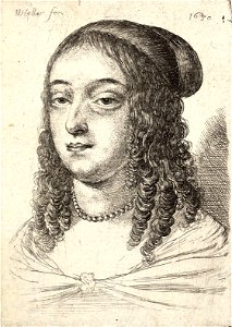 Wenceslas Hollar - Young woman with long curls. Free illustration for personal and commercial use.