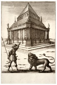 Wenceslas Hollar - The lion and the forester. Free illustration for personal and commercial use.
