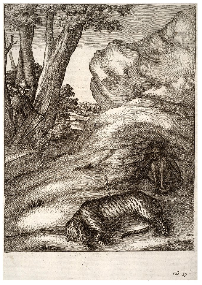 Wenceslas Hollar - The tiger and the fox (State 2)