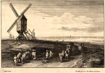 Wenceslas Hollar - The four windmills (Brueghel) (State 1)