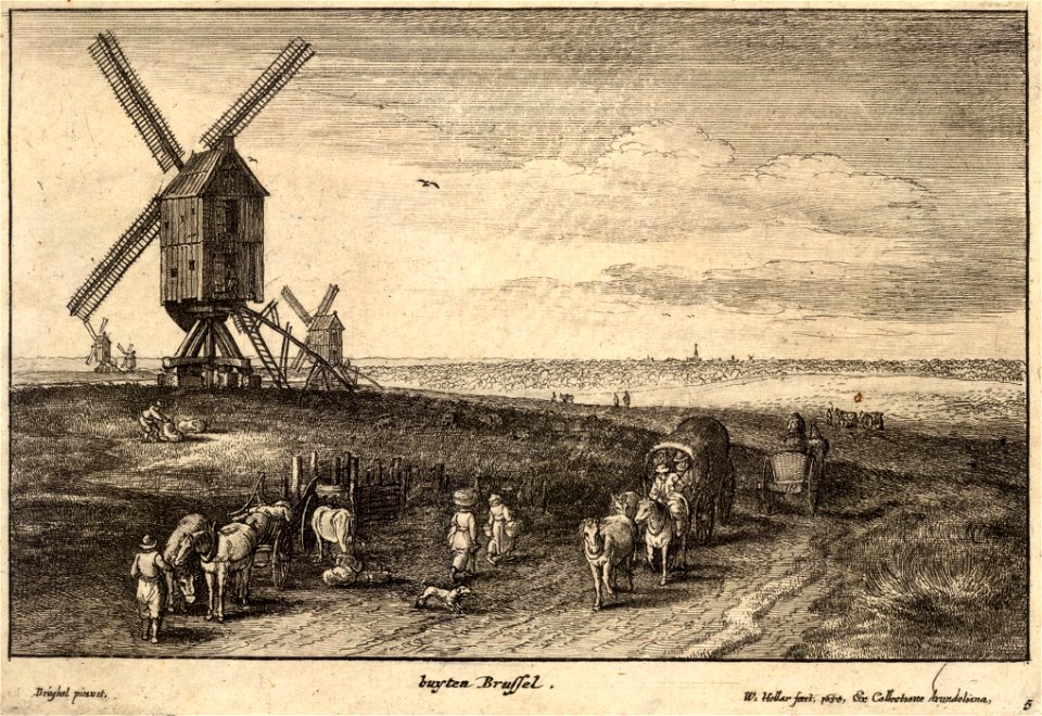 Wenceslas Hollar - The four windmills (Brueghel) (State 2)