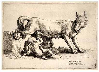 Wenceslas Hollar - Romulus and Remus, after Giulio Romano
