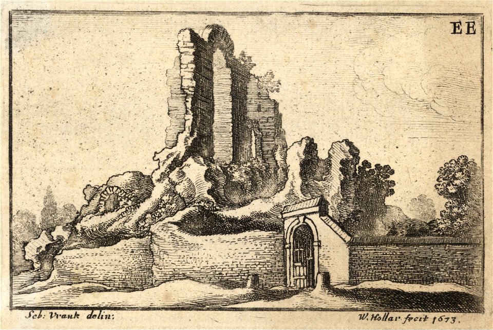 Wenceslas Hollar - Ruins and a barred gate (State 3)