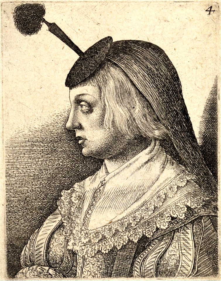 Wenceslas Hollar - Woman with a flat black houpette (State 3)