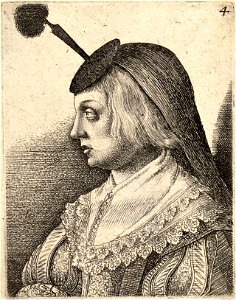 Wenceslas Hollar - Woman with a flat black houpette (State 3)