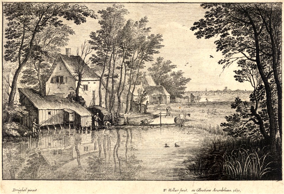 Wenceslas Hollar - The angler (Brueghel) (State 1)