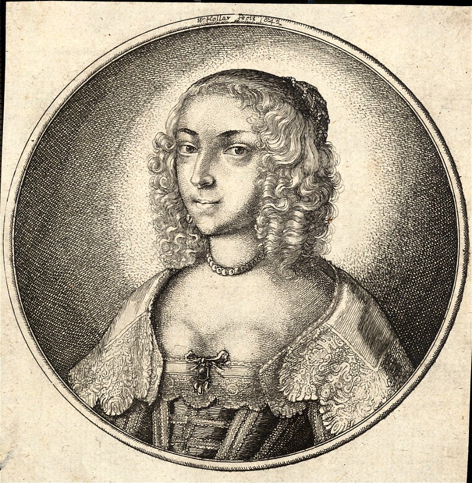Wenceslas Hollar - Woman with fringe and curly, plaited hair
