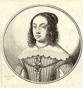 Wenceslas Hollar - Woman with dark curly hair and wide white collar